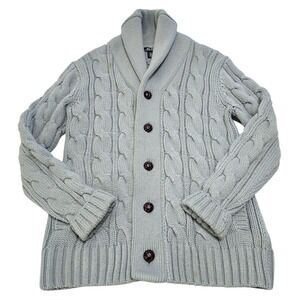 Cali Holi Southern California Gray Cable Knit Button Front Shawl Cardigan Men's‎